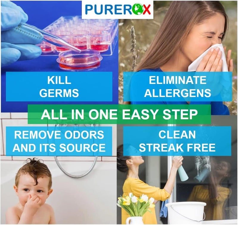 PUREROX disinfectant (16oz, 2pk) Eliminate 99.9999% MRSA, Norovirus, Viruses, Fungus, Bacteria. Hospital Grade. Safe for Use Anywhere. No residue. Suitable for All Surfaces. - Image 3